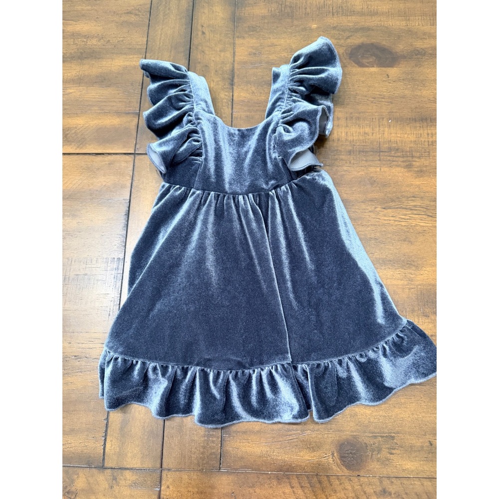 Ollie Jay Blue Velvet Ruffle Dress Toddler Girls 18/24M Holiday Party Special